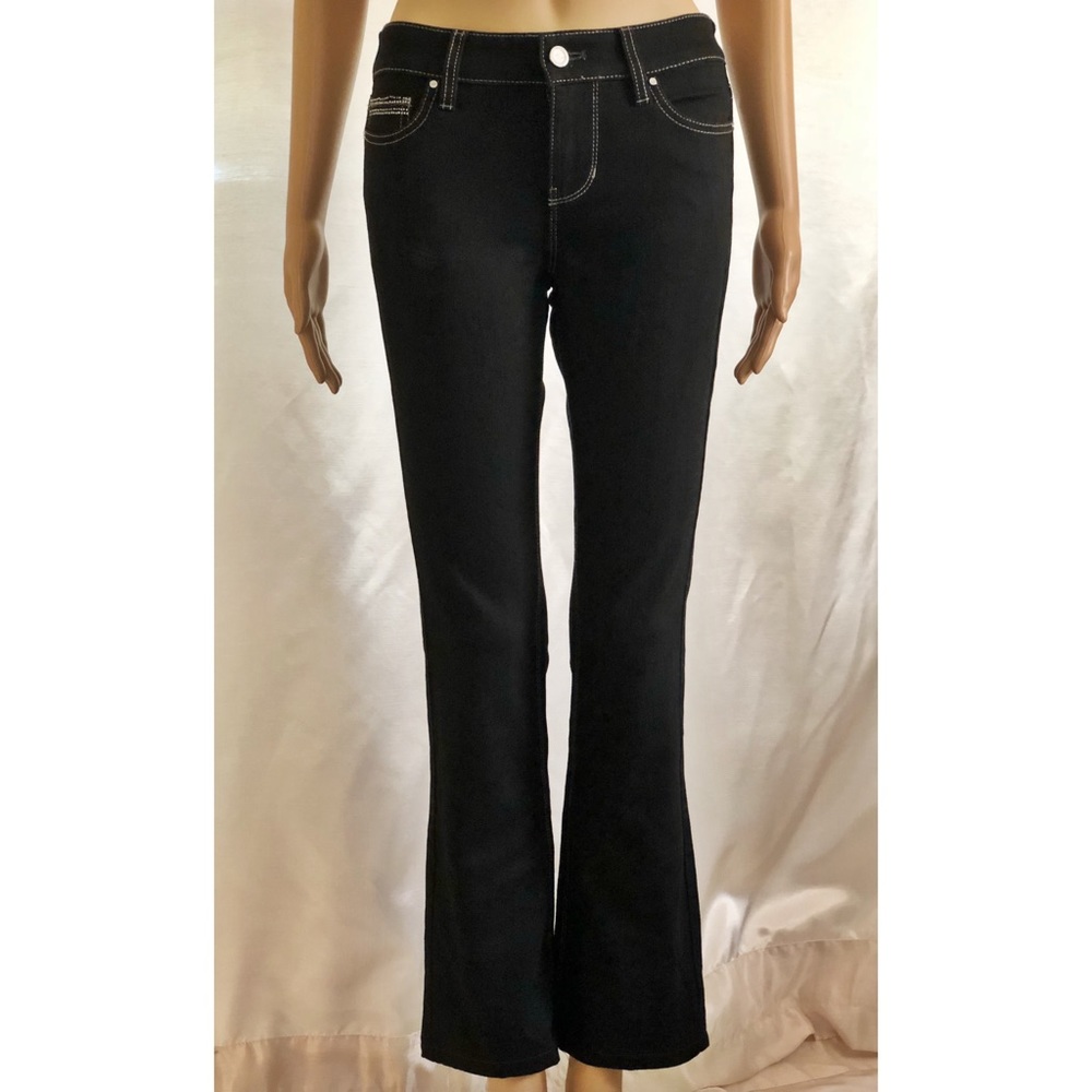 Black Flare Jeans with Studded Back Pocket Design